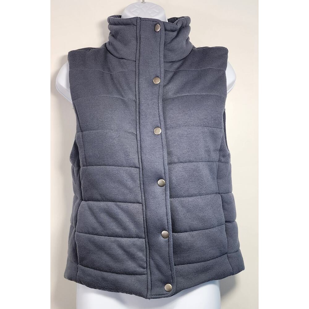 Becool Women's Blue Quilted Puffer Vest‎ Snap Zip High Neck Size S